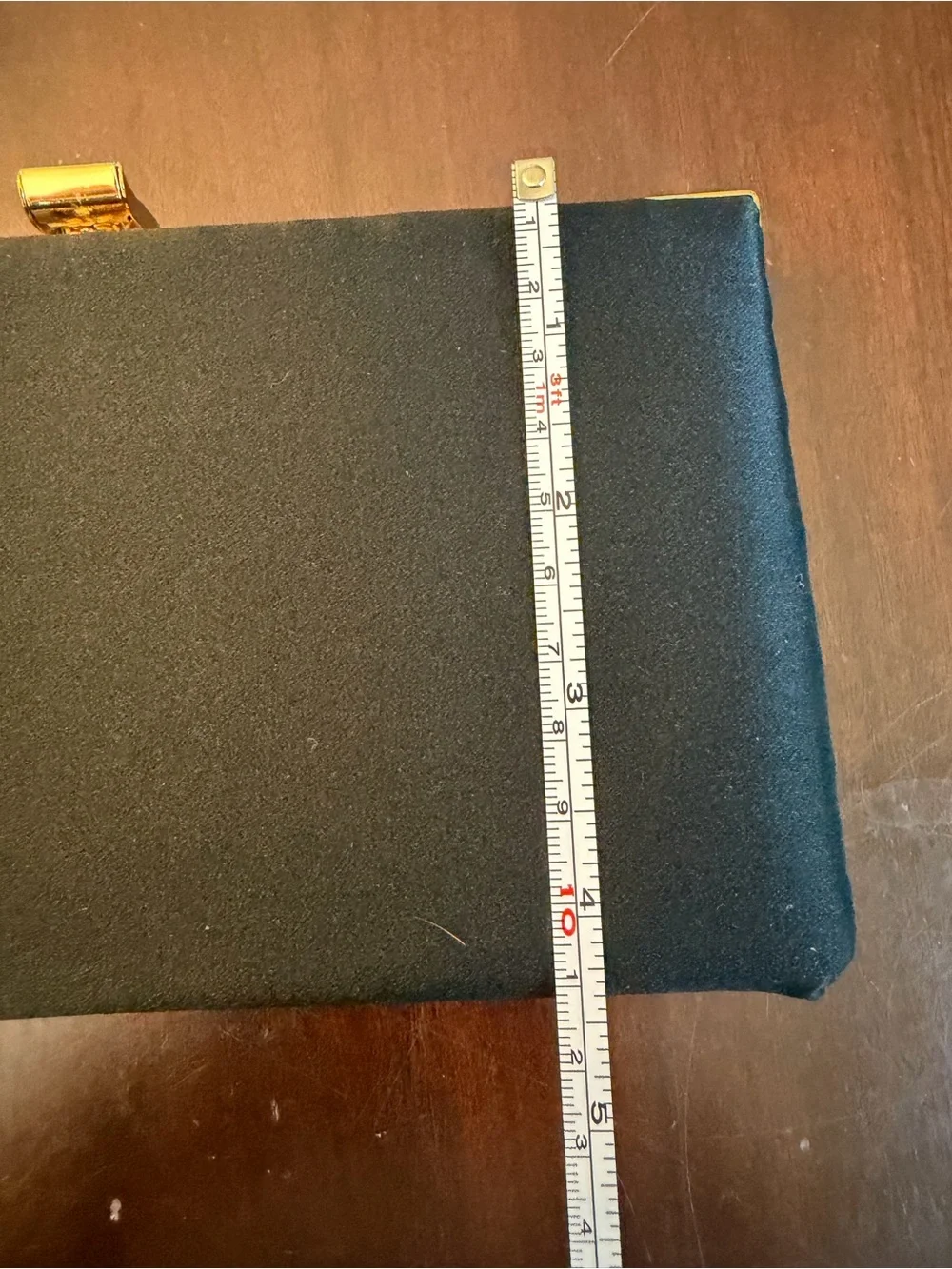 NOS Vintage Shirl Miller Ltd. Black Velvet Hard Case Clutch with Gold Hardware
